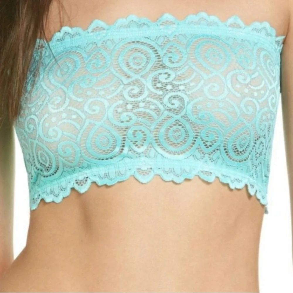Free People Reversible Seamless Lace Bandeau Strapless Bra Seafoam Women’s XS /S